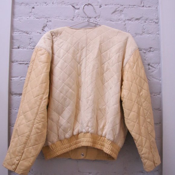 J.A.L Butter Yellow Leather Bomber. - Picture 3 of 4